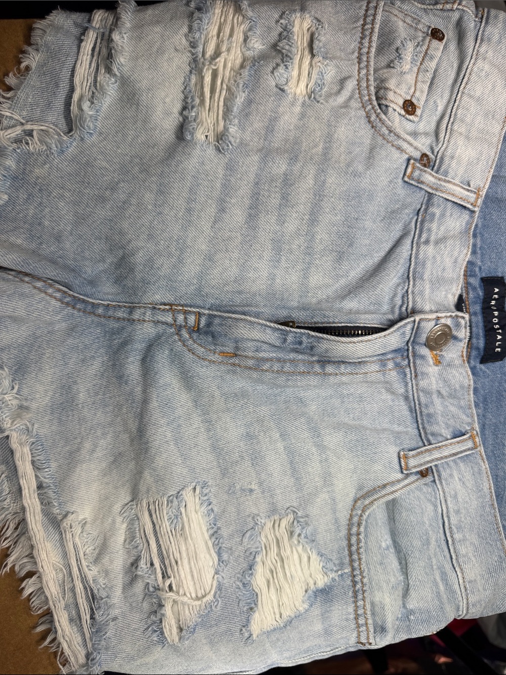 Aeropostale Light Blue Distressed Denim Shorts